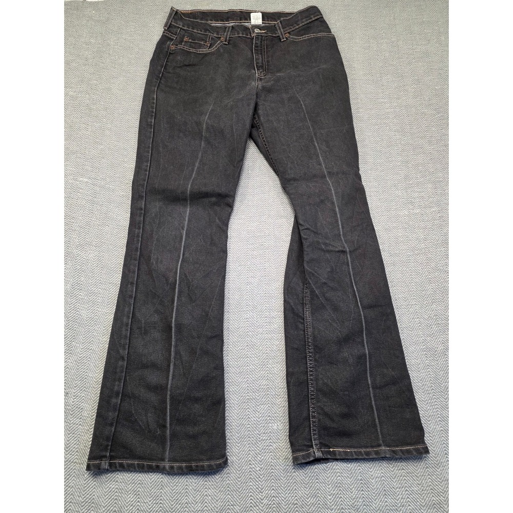 Levis 515 Boot Cut Lower Rise Jeans Black Denim Womens‎ 12M Dark Wash 0402